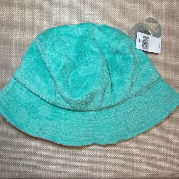 Disney Parks Terry Embossed Character Pattern Teal Bucket Hat NWT - Picture 1 of 6